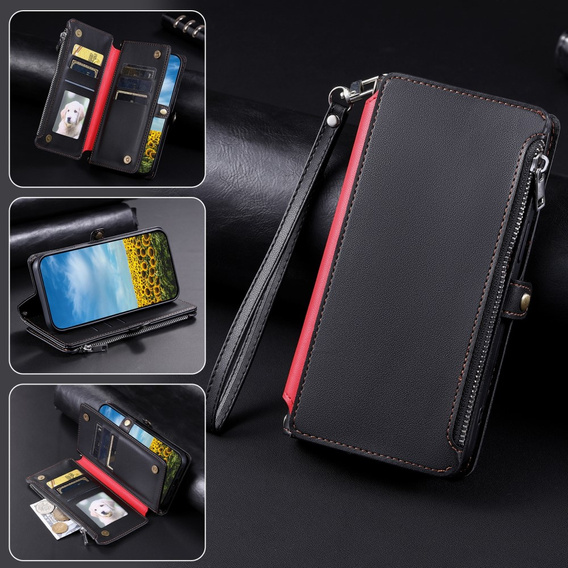 Etui z klapką do Xiaomi Redmi 14C / Xiaomi Poco C75, Wallet Zipper Pocket, czarne