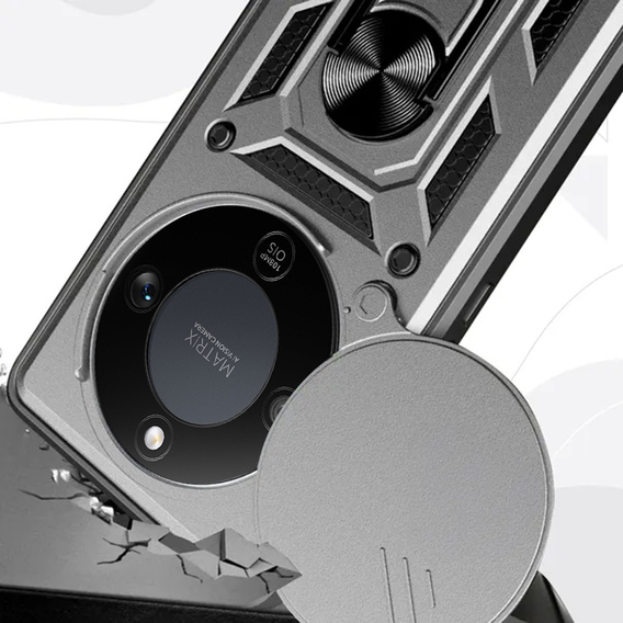 Etui pancerne do Honor Magic 8 Lite, CamShield Slide, srebrne