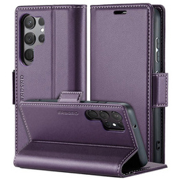 Etui do Samsung Galaxy S24 Ultra, ERBORD Glossy Litchi, portfel z klapką, fioletowe