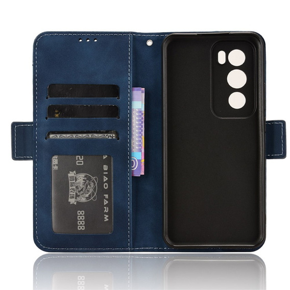 Etui z klapką do Oppo Reno 12, Card Slot, granatowe