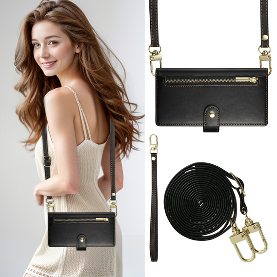 Etui z klapką do Xiaomi Redmi Note 15 Pro 5G, Wallet Zipper Pocket, czarne