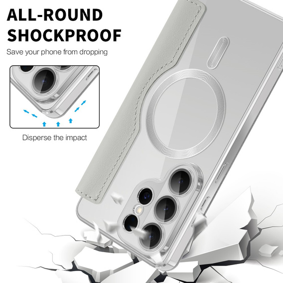 Etui z klapką do Samsung Galaxy S26 Ultra, RFID Wallet MagSafe z ochroną aparatu, tytanowe szare