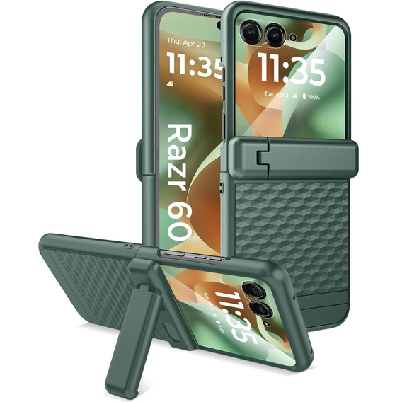 Etui do Motorola Razr 60 Ultra, PC Kickstand Case, ze szkłem, zielone