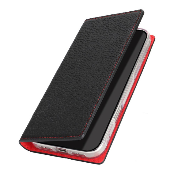 Etui z klapką do iPhone 17 Pro Max, Litchi Skin Grain, czarne