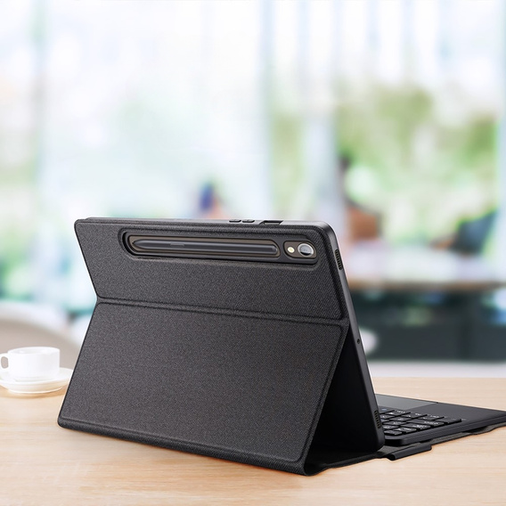 Etui z klawiaturą do Samsung Galaxy Tab S10 Lite / S10 FE / S9 FE / S9, Dux Ducis Pen Slot TouchPad Leather, czarne