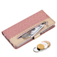 Etui z klapką do Samsung Galaxy A55 5G, Wallet Pocket Zipper Lace, różowe