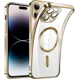 Zestaw Etui do iPhone 14 Pro Max, MagSafe Hybrid, złote + Szkło