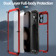 Etui do iPhone 17 Pro Max, pancerne, z wbudowanym szkłem, czerwone