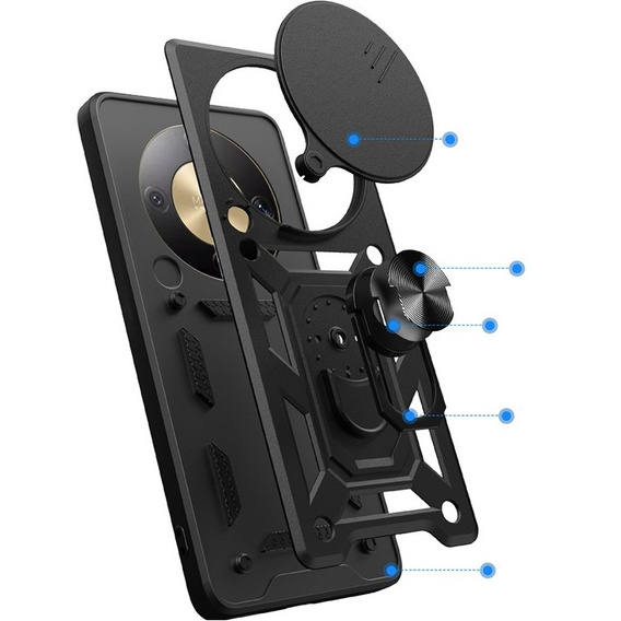 Etui pancerne do Honor Magic 8 Lite, CamShield Slide, czarne