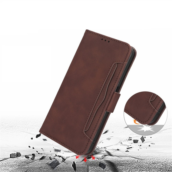 Etui z klapką do Honor Magic 5 Lite 5G, Card Slot, brązowe