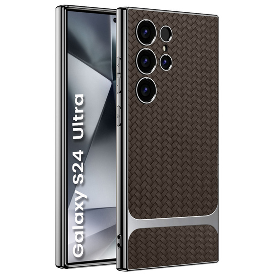 Etui do Samsung Galaxy S24 Ultra, GKK Woven Leather, kawowe