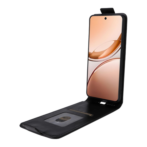 Etui do Vivo V50 Lite 4G / 5G z pionową klapką i kieszenią na kartę – czarne