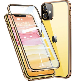 Etui do iPhone 12, Magnetic Dual Glass, złote
