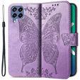 Zestaw Etui z klapką do Samsung Galaxy M33, Motyl, Fioletowe + szkło
