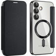 Etui z klapką do Samsung Galaxy S25 FE, RFID Wallet MagSafe z ochroną aparatu, czarne