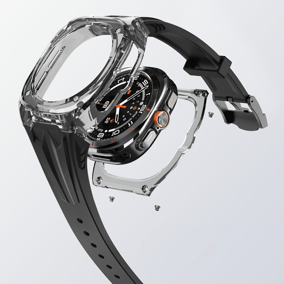 Pasek silikonowy z obudową ochronną do Samsung Galaxy Watch Ultra 47mm (2025 / 2024) – czarny, antywstrząsowy