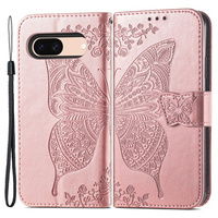 Etui z klapką do Google Pixel 8A, Butterfly, różowe rose gold