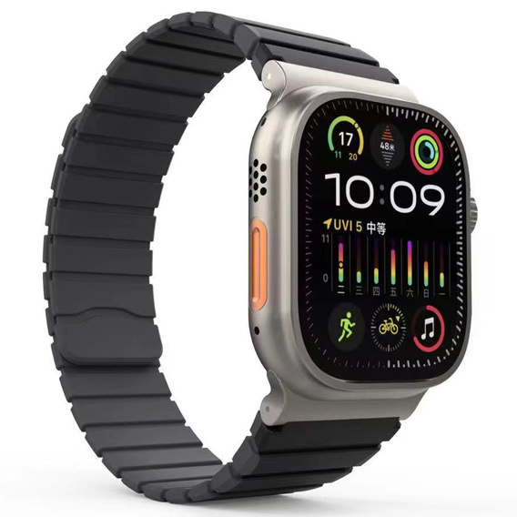 Pasek Magnetyczny do Apple Watch 1/2/3/4/5/6/7/8/9/10/11/SE Ultra 1/2/3 42/44/45/46/49mm, Czarny