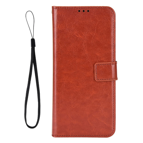 Etui z klapką do Xiaomi Poco F7 Ultra, Crazy Horse Wallet, brązowe