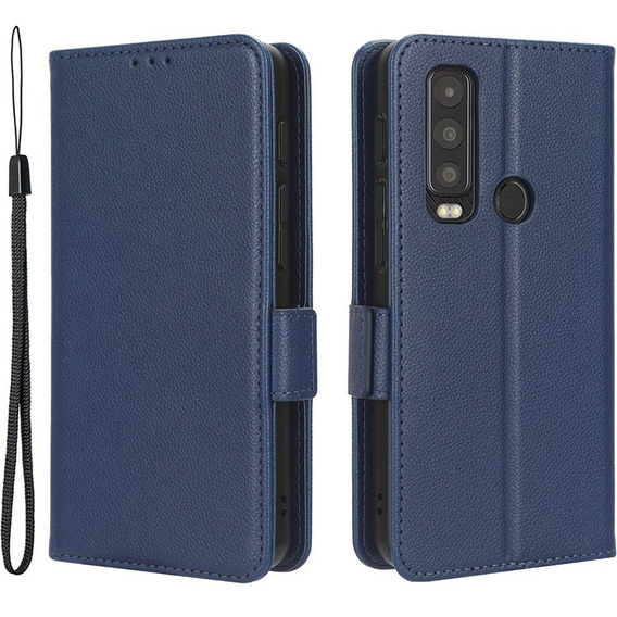 Etui z klapką do Cat S75 5G, Wallet Litchi Magnet, granatowe