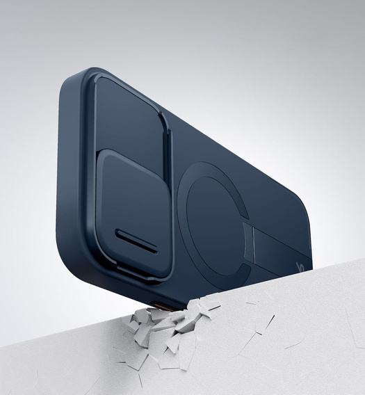 SURITCH etui ochronne do iPhone 16 Pro Max, z osłoną kamery i podstawką - niebieskie