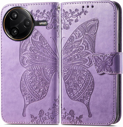 Etui z klapką do Xiaomi Poco F7 Ultra, Butterfly, fioletowe