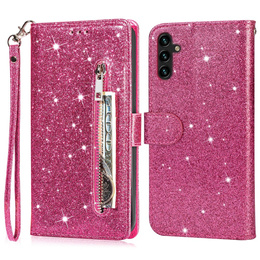 Etui z klapką do Samsung Galaxy A36 5G, Wallet Zipper Pocket Glittery, różowe