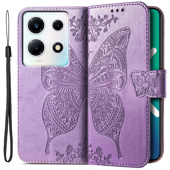 Etui z klapką do Infinix Note 30 VIP, Butterfly, fioletowe