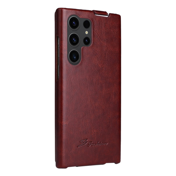 Etui do Samsung Galaxy S25 Ultra, z klapką pionową – brązowe