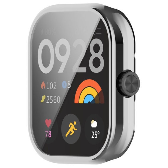 2w1 Etui z Osłoną na ekran do Xiaomi Redmi Watch 4, Srebrne