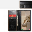Etui z klapką CASEME do Samsung Galaxy A53 5G, Waxy Textured, czarne / brązowe
