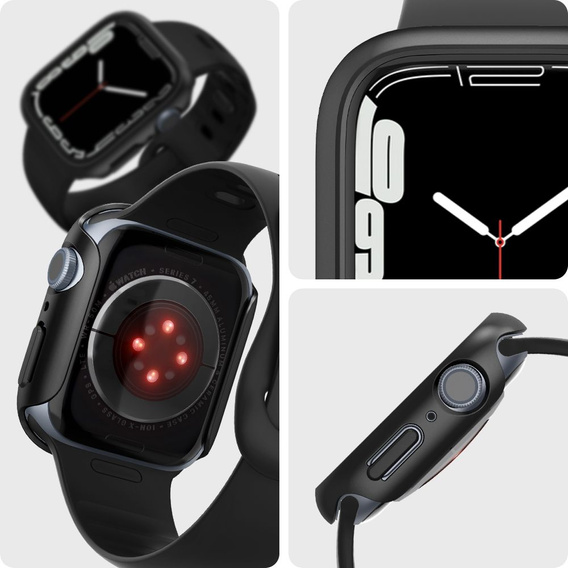 Etui SPIGEN do Apple Watch 7/8/9 45MM, Thin Fit, Czarny