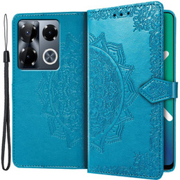 Etui z klapką do Infinix Note 40 Pro Plus, Mandala, niebieskie