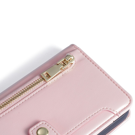 Etui z klapką do Samsung Galaxy M15 5G, Wallet Zipper Pocket, różowe