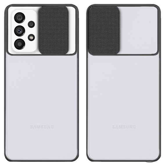 Etui do Samsung Galaxy A72, z ochroną aparatu, przezroczyste / czarne