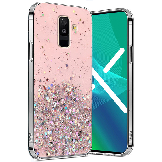 Etui do Samsung Galaxy A6 Plus 2018, Glittery, różowe