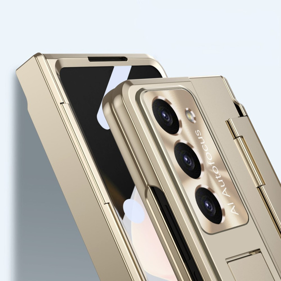 Etui ochronne PC z podstawką i ochroną zawiasu do Samsung Galaxy Z Fold6 5G – złote