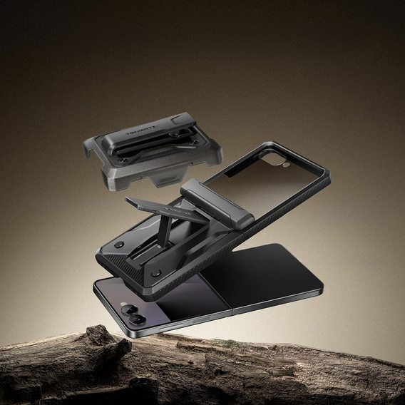 Etui do Samsung Galaxy Z Flip 7, Tongate MECH z klipsem, czarne
