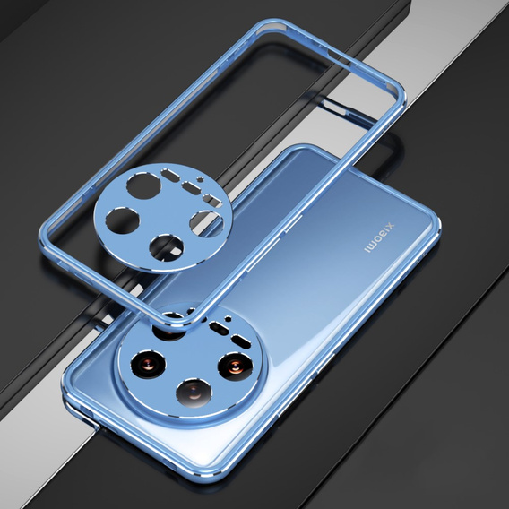 Etui do Xiaomi 14 Ultra, Armor Bumper, z osłoną obiektywu, niebieskie / srebrne