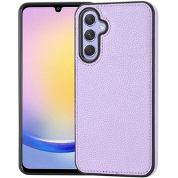 Etui skórzane do Samsung Galaxy A25 5G, Obudowa Lychee leather Case, fioletowe + Szkło 9H