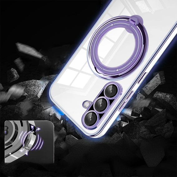 Etui Magnetyczne do Samsung Galaxy A56 5G, do MagSafe, fioletowe + Szkło 9H