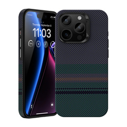 Etui BENKS Kevlar do iPhone 15 Pro, Magnetic Armor Pro Aurora 600D B061, do MagSafe, zielone