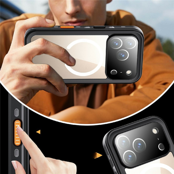 Etui wodoodporne do iPhone 17 Pro, Redpepper, do MagSafe, czarne