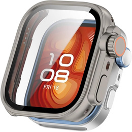 2w1 Etui + Szkło Hartowane do Huawei Watch Fit 4 Pro, Tytanowe/Pomarańczowe