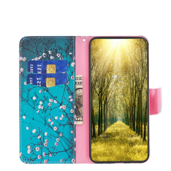 Etui z klapką do Infinix Hot 30, Wallet, Sakura niebieskie