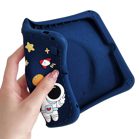 Etui silikonowe dla dzieci do Samsung Galaxy Tab S6 Lite 10.4" 2020/2022/2024, z paskiem, Pancerne, Astronauta, Granatowe