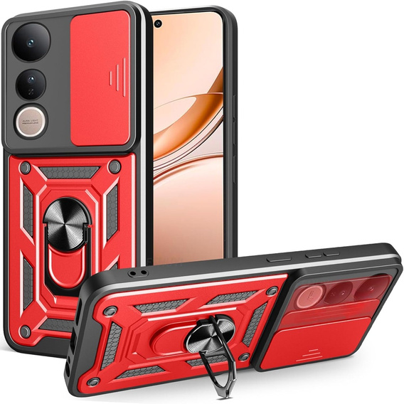 Etui pancerne do Vivo V50 Lite 4G / 5G, CamShield Slide, czerwone