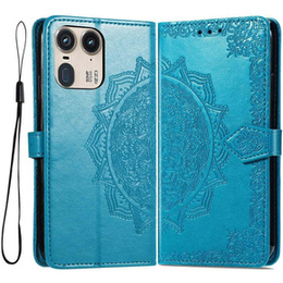 Etui z klapką do Motorola Edge 50 Ultra, Mandala, niebieskie