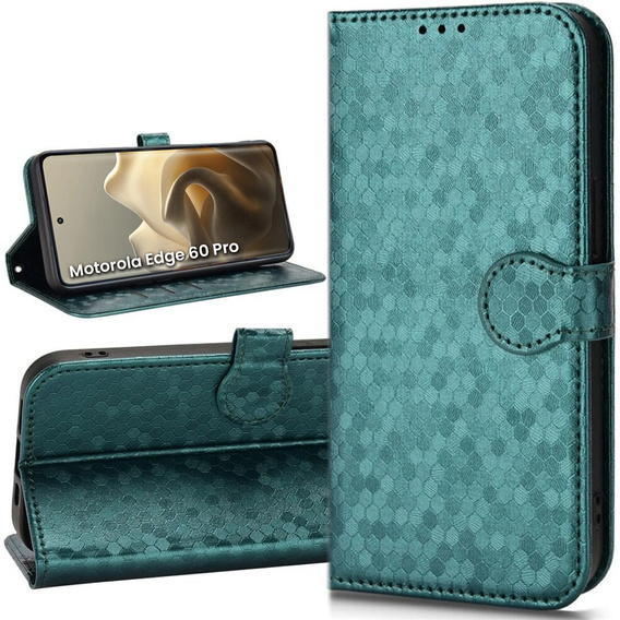 Etui z klapką do Motorola Edge 60 Pro, Wallet Rhombus, zielone