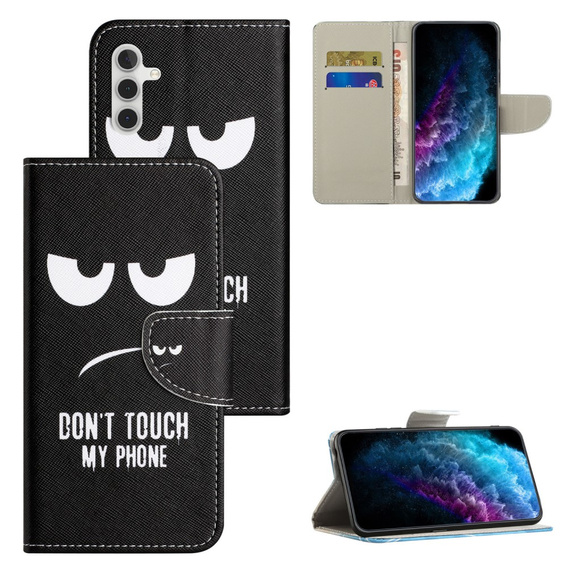 Etui z klapką do Samsung Galaxy M15 5G, Wallet, Don't Touch My Phone czarne